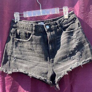 YMI Black Acid Wash Distressed Denim Cutoff Shorts - Size Large